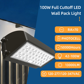 Full Cut-Off LED Wall Pack 100W 120000LM Replaces 400W HPS/HID 5000K LED Wall Pack Outdoor Waterproof LED Wall Light