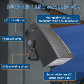 5 Years Warranty Dusk To Dawn Photocell Led Wall Pack Light Traditional Stylish Slim 100w Wall Pack Light