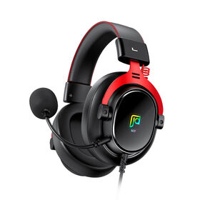Auriculares Gaming JINDUN M31, Sonido Envolvente 7.1, Almohadillas de Espuma Viscoelástica, Estructura de Aluminio Duradera, Compatible con PC (Rojo)
