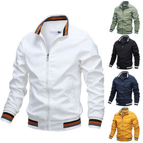 Grosir Jaket Musim Dingin Kustom Pakaian Bulu Ukuran Plus Kerah Ritsleting Kasual Warna Solid Jaket Musim Gugur untuk Pria Bergaya