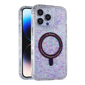Capa de celular brilhante luminosa Urban Play com glitter em gel e Magsafe, híbrida 3 em 1 de TPU e PC.