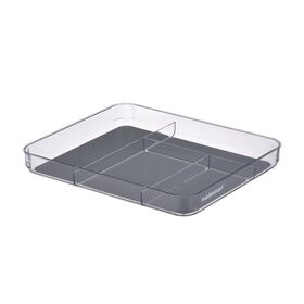 Organizador de Talheres, Bandeja para Gavetas, Organizador de Utensílios, Organizador de Louça para Cozinha, 4 Compartimentos, transparente