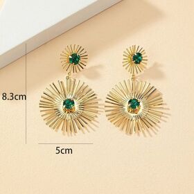 Boucles D’oreilles Pendantes Femme Or Jaune Rempli émail Argenté