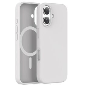 Maßgefertigte hellgraue Handyhülle mit flüssiger Silikonabdeckung, magnetisch, für iPhone 16