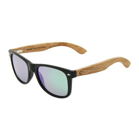 Unisex wood temple sunglasses with plastic frame