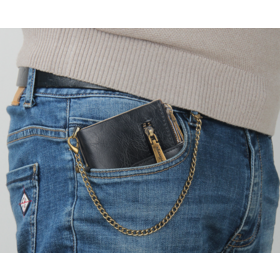Wholesale men's short wallet Business double zipper coin wallet multi-card triple fold money clip