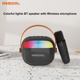 Altavoz Bluetooth portátil con luces RGB ambientales esmaltadas y micrófono inalámbrico