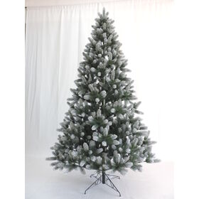 Arbre de Noël Artificiel LED Neige, 225cm, PVC BLANC avec Pommes de Pin - Prix Bas 2024