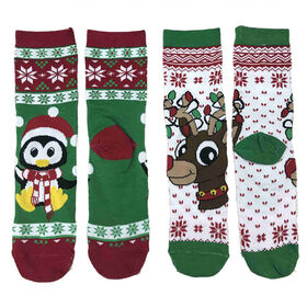 Kaos kaki rajut anak-anak 100% poliester terlaris dengan jacquard RUDOLPH dan Penguin
