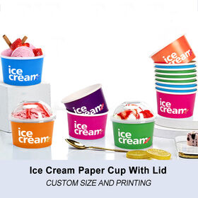 Einweg-Pappbecher, individuell angepasst, Mini-Eiscreme-Pappbecher und -Schalen im Großhandel, gefrorener Joghurt, Eisbecher mit Domdeckeln