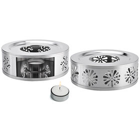 Brushed 430 Stainless Steel Tea Heater Hollow Frame Tea Kettle Warmer w/Tea Candle Holder