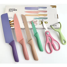 Messerblock Set 17-teilig – Deutsche Edelstahl-Küchenmesser Mit Holzblock, Messerschärfer & 6 Steakmessern (blau)