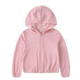 Summer Children's Thin Long Sleeved Hooded Zipper Soft and Skin Friendly Sunscreen Clothing