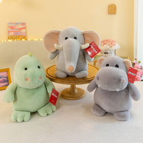 Juguetes de peluche al por mayor de elefantes, hipopótamos y dinosaurios para regalos de cumpleaños
