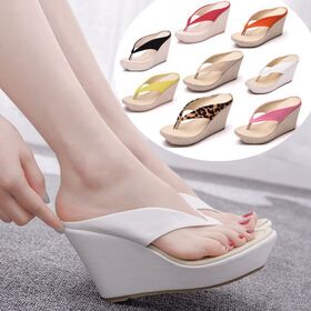 Sandalias de cuña para mujer, calzado de moda con tacón alto para mayoristas