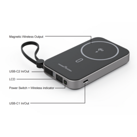 Magnetic Wireless Power Bank 10000mah wireless 15W Max with built-in cable Power bank for mobile phone