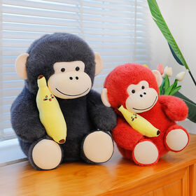 Niedlicher sitzender Affe, Stofftier, Plüschtier mit Banane, Geburtstagsgeschenk