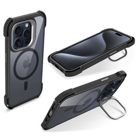 Nouvelle coque de protection noire personnalisable pour iPhone 15 Pro avec support de caméra magnétique en TPU anti-chute