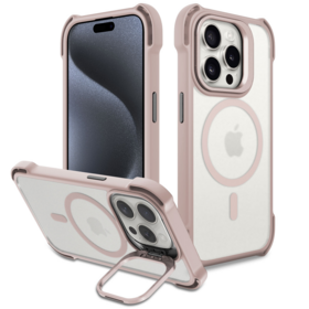 Nouvelle coque de protection rose pour téléphone avec support de caméra magnétique anti-chute en TPU pour iPhone 15 Pro