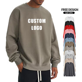 Sudaderas de Cuello Redondo para Hombre de Talla Grande, Suéter de Algodón, Sudaderas de Otoño de Peso Pesado con Logotipo Personalizado Impreso para Hombre al por mayor