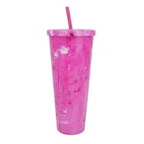 Garrafa de água de plástico de parede dupla de 700 ml com tampa e canudo, copo OEM para café, suco, Coca-Cola.