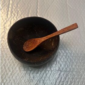 Lot De 3 Bols En Coque De Noix De Coco Naturelle - Polis Et Laqués - Motif Feuille - Occasion Très Bon état