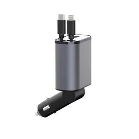 Wholesale cheap ultra fast 100W car charger 4 in 1 retractable USB TYPE-C LED Display Car Charger Adapter for Phone Samsun