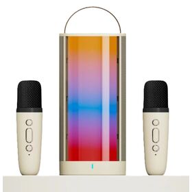 Kit de Microfone e Coluna Bluetooth Sem Fios Portátil para Karaoke ao Ar Livre com Luz RGB