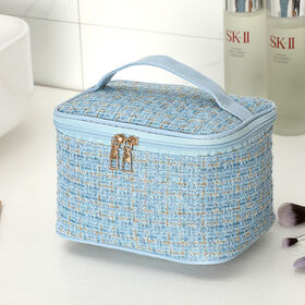 Trousse de maquillage de taille et couleur personnalisées, grand sac cosmétique de voyage, organisateur de marque privée, sac de toilette suspendu en cuir tendance