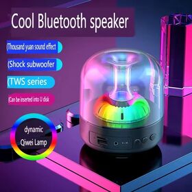 Altifalantes de secretária sem fios Bluetooth em acrílico transparente com luz RGB, fornecimento direto da fábrica OEM, suporte para TF USB