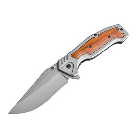 OEM Custom Grey Titanium Blade Survival Folding Tactical Pocket Knife With Rosewood Handle