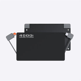 Bank Daya (Power Bank) Kartu Kredit Baterai Li Polymer 4000mAh Mini Slim Pengisian Cepat Ponsel Berkualitas Tinggi dengan Kabel Terpasang