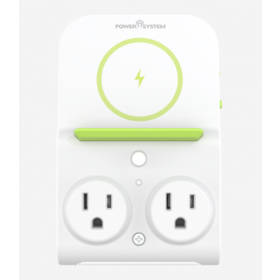 Charging dock with 2AC Port and Wireless Charging+USB Ports+Night Light plug+USB-C+USB-A outlet extender wall power socket