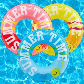 Anillo De Natación Inflable De Rayas Azules Y Blancas - Flotador De PVC De 64 Cm Para Niños, Ideal Para Playa Y Piscina