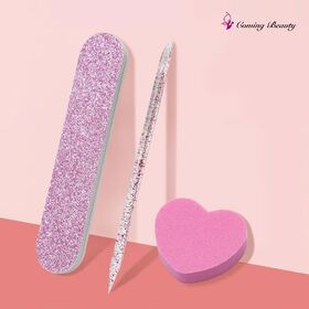 Kit d'Ongles 3-en-1, Outils de Nail Art, Kit de Manucure Jetable Emballé avec Limes à Ongles, Polissoir à Ongles et Bâtonnet à Cuticules, Kit de Manucure pour le Soin des Ongles