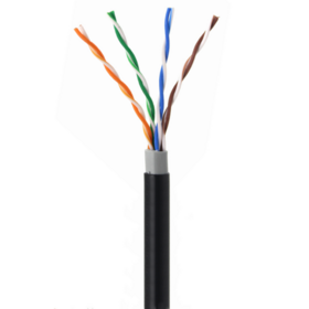 Câble Ethernet Cat5e UTP 24AWG CCA Extérieur Non Blindé Étanche Enterrement Direct 350MHz en Vrac Routeur LAN Noir 1000 pieds
