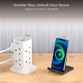 TESSAN Regleta Vertical con Protección contra Sobretensiones, 8 Tomas de CA y 3 Puertos USB - Torre de Enchufes Múltiples