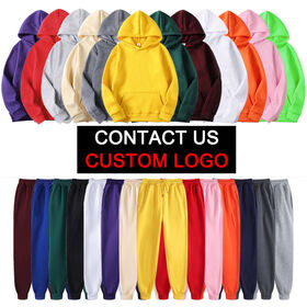 Conjunto de Moletom Esportivo de Malha com Bolso, Calças de Moletom Lisas Oversized e Hoodie Personalizado para Homens