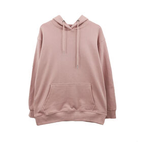 2023 New 360G heavy solid color hoodie pure cotton pearl pink lavender off shoulder loose fit hoodie for women