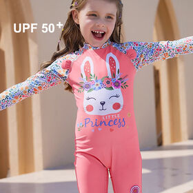 Custom 2025 children swimwear sunscreen little kids beach surf wear long sleeve UPF 50+ girls one-piece swimsuit