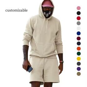 Hot Sale Oversized Hoodies with Pocket Gym Shorts 2 Pcs Set Skin Friendly Windproof Casual Sports Jogger Suits for Men