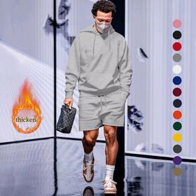 Ensembles de survêtement Hip Hop Street Fashion pour hommes, vente en gros directe d'usine, sweat à capuche et shorts amples unis avec logo personnalisé