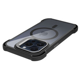 Casing pelindung ponsel hitam modis dengan penyangga kamera magnetik TPU anti jatuh untuk iPhone 15 Pro