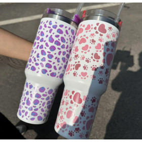 Wholesale KT Cat car Cup 40oz handle thermos cup 304 stainless steel large capacity straw ice cup stainless steel travel mugs