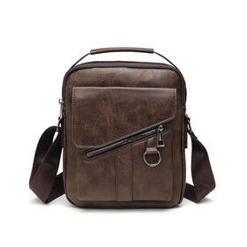 Bolsas mensageiro masculinas clássicas personalizáveis por atacado, bolsas de ombro masculinas de couro PU da moda