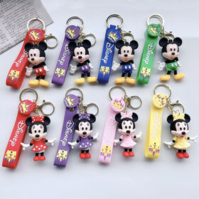 SISSLIA Kawaii Kids Keychain Anime Stitch Cute Minnie Keyring Student Bag Hanging All-match Car Key Chain Christmas