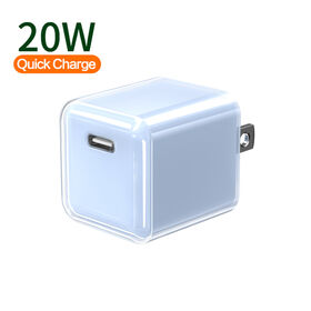Chargeur mural USB C GaN 20W portable haute qualité avec boîtier en cristal QC3.0 pour iPhone 16 Pro Max