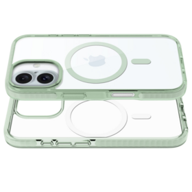 Coque de téléphone verte transparente magnétique en matériau composite PC TPU TPE en gros, adaptée à la coque iPhone 16