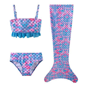 Shorty Maillot Fille 3 Pièces Sirène Queue De Poisson - Bikini Enfant 3-9 Ans - Robe Maillot Été Piscine Plage