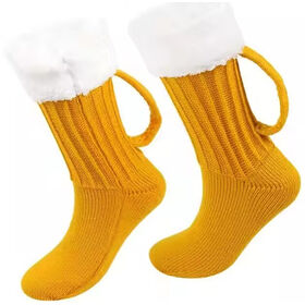 Kaus Kaki Lantai Rajut Mug Bir 3D Pria Hangat Wanita Hadiah Natal Musim Dingin